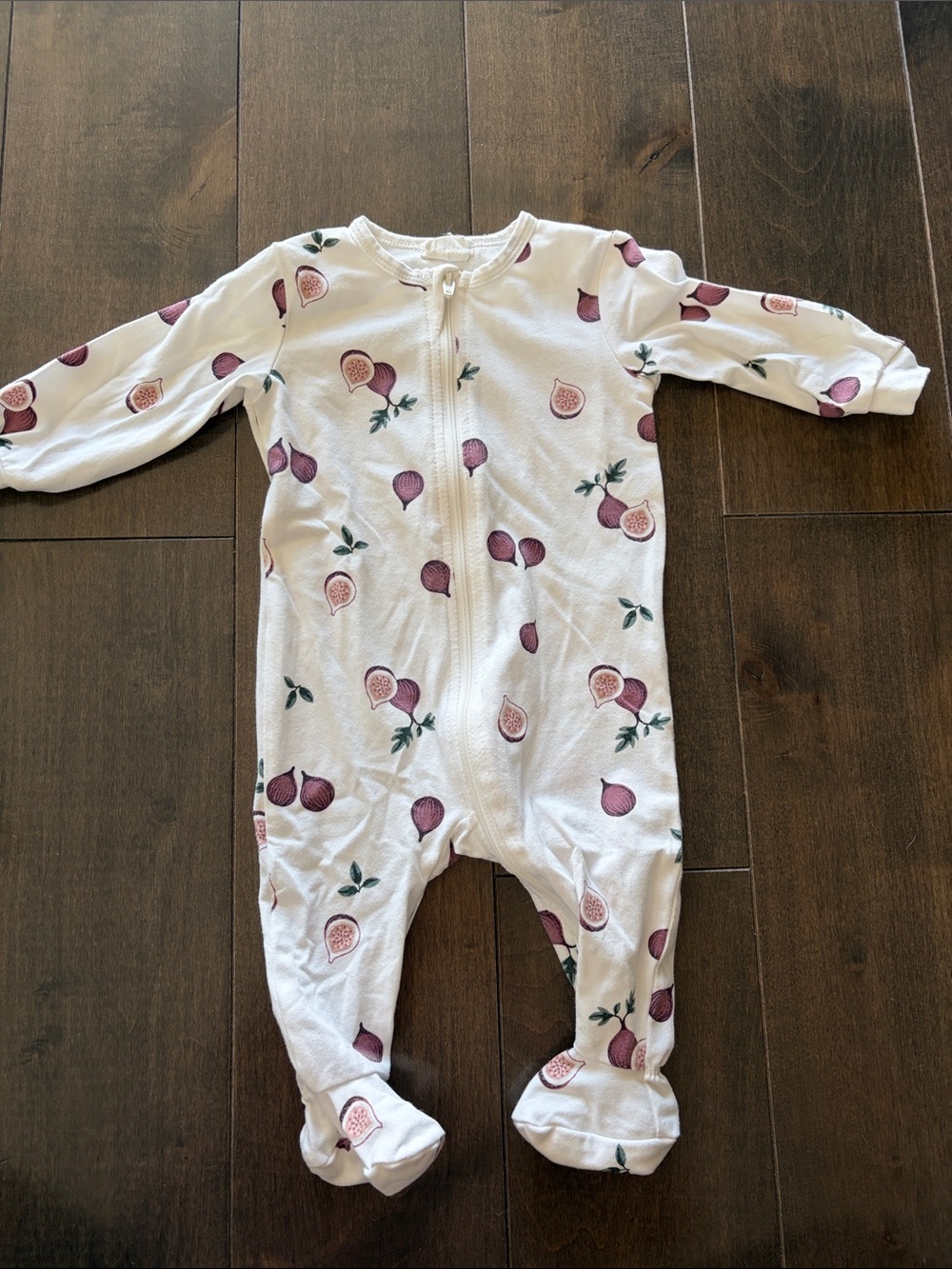 Petit Lem White Footed One-Piece with Plum Print